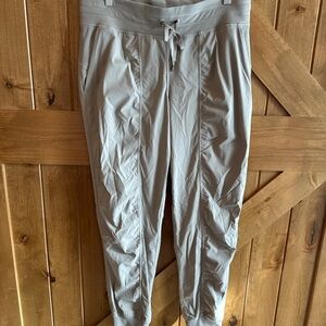 Size 10, Lululemon dance, studio pants, joggers, greenish gray color